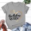 Fashion Women T Shirts Birthday Queen Print Birthday Party Short Sleeve T-shirt Lady Girl Casual Summer Cool Top Plus Size