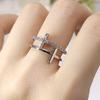 Double Cross Rings for Women Minimalist Cubic Zirconia Rose Gold Finger Accessories Female Jewelry Large Size R758