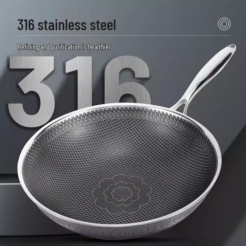 ZISIZ 304 Stainless Steel Non-stick Wok