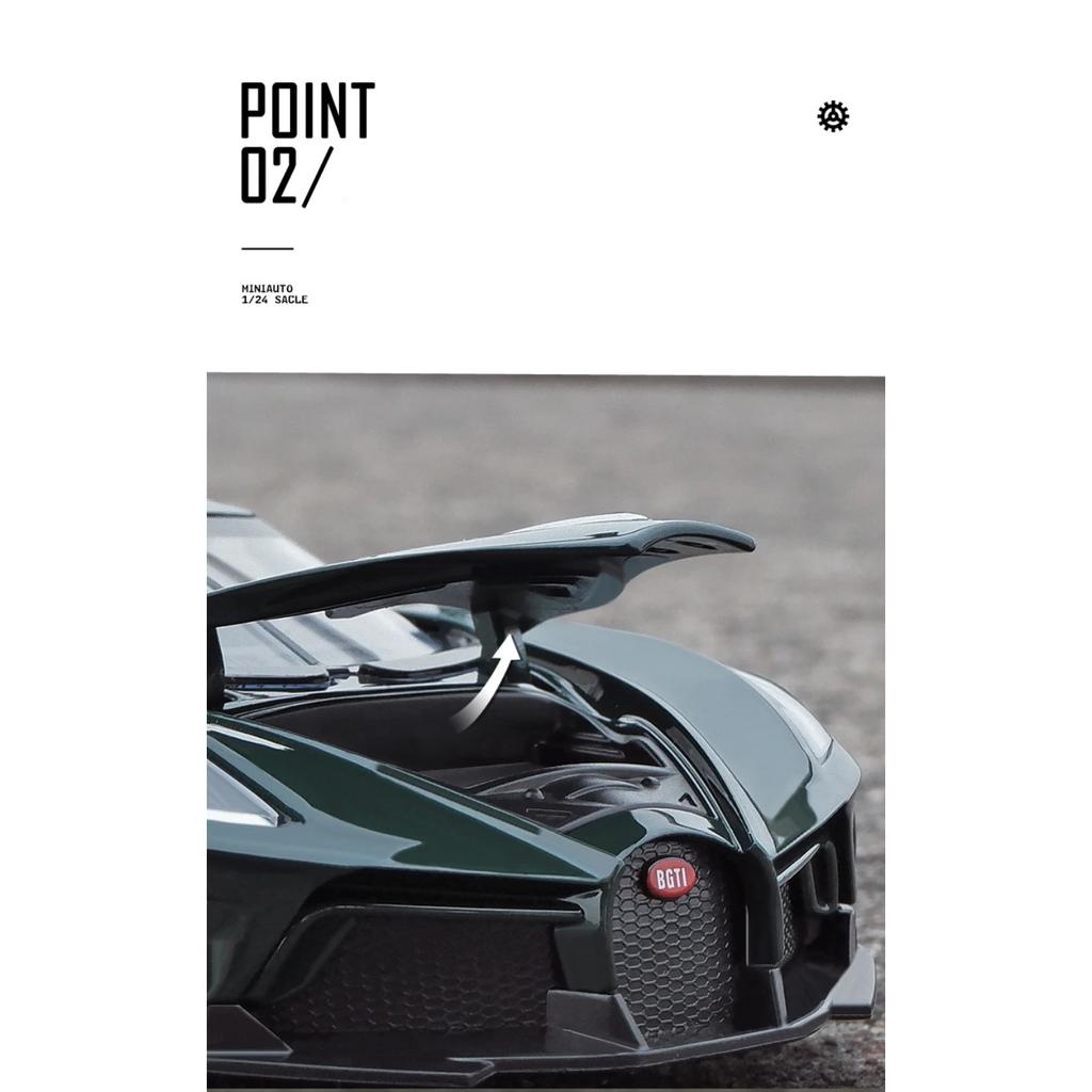 1/24 Bugatti Voice of The Night Automodell aus Druckguss, Spielzeugfahrzeuge aus Metall, hochsimulierte Sound- und Lichtkollektion, Kindergeschenk