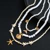 3Pcs/Set Conch Fish Tail Starfish Pendant Necklaces for Women Bohemian White Color Rice Beads Shell Necklaces Sets Beach Jewelry