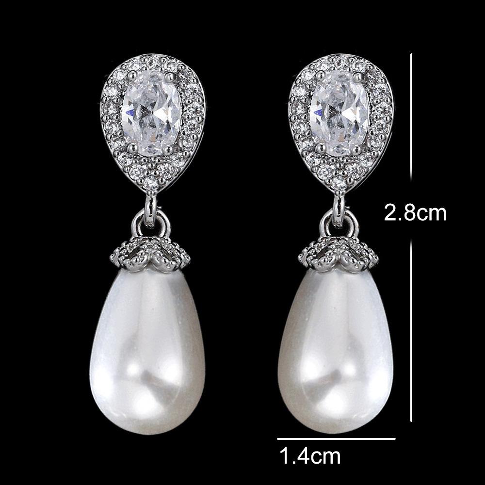 European and American Fashion Stud Earrings Cross-border Foreign Trade Pearl Zircon Stud Elegant Temperament Women's Earrings Bridal High-end Earrings