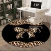 Kulatý koberec s designem mašle a leopardím vzorem, Podložka pod židli, Kulatý koberec do předsíně, Měkké kulaté koberce do obývacího pokoje, ložnice, Dekorace kruhového koberce, dárky
