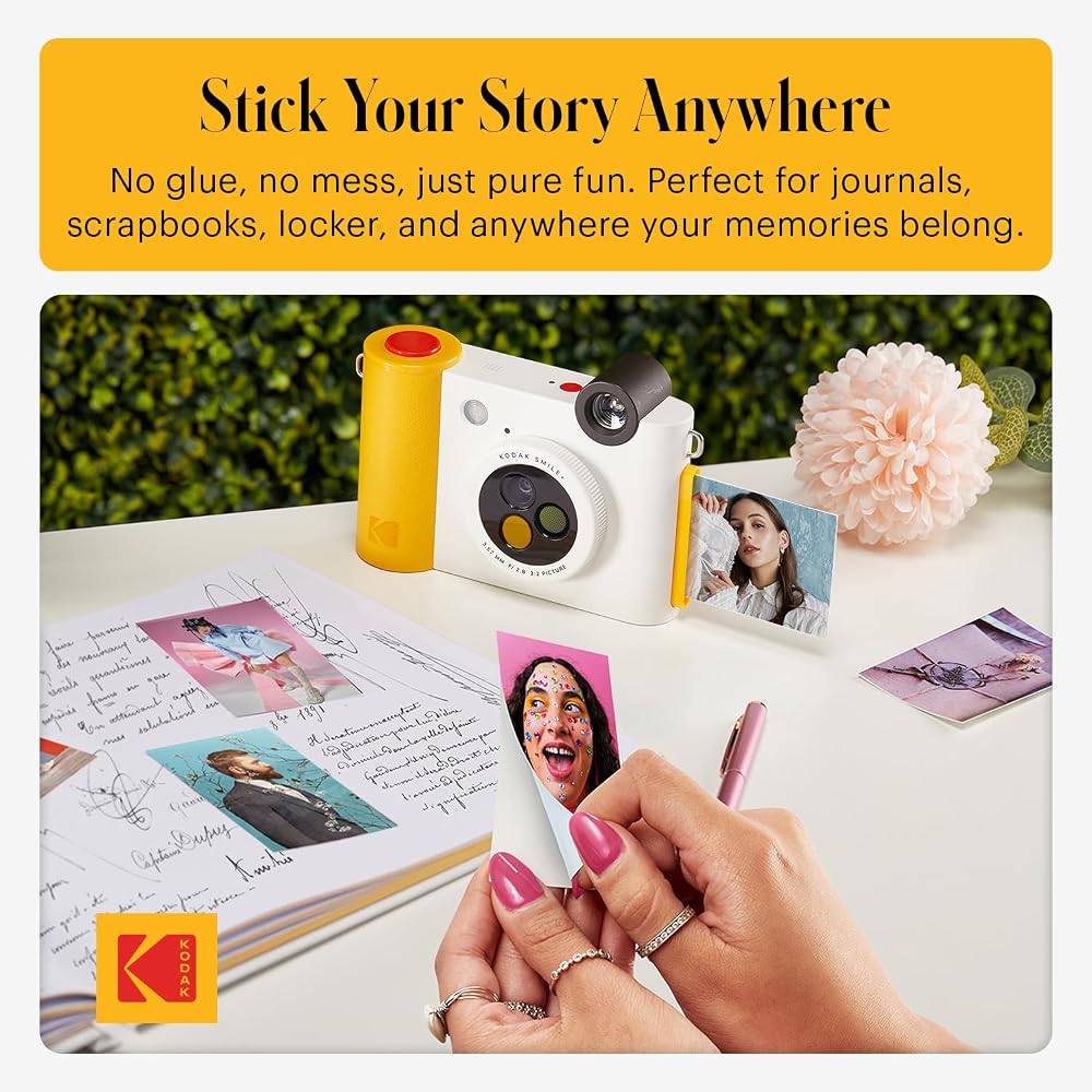 KODAK Smile+ 2-in-1 Digital Instant Print Camera & Wireless Bluetooth Photo Printer - 10MP, Special Effects Rotating Lens, Zink 2x3 Inch Adhesive Phot