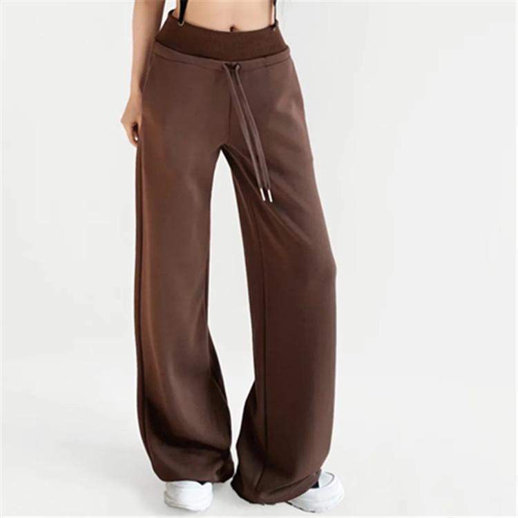 

Lazy Ideal Women’s Drapey Floor-Length Wide-Leg Low-Waist Casual Sports Pants Small