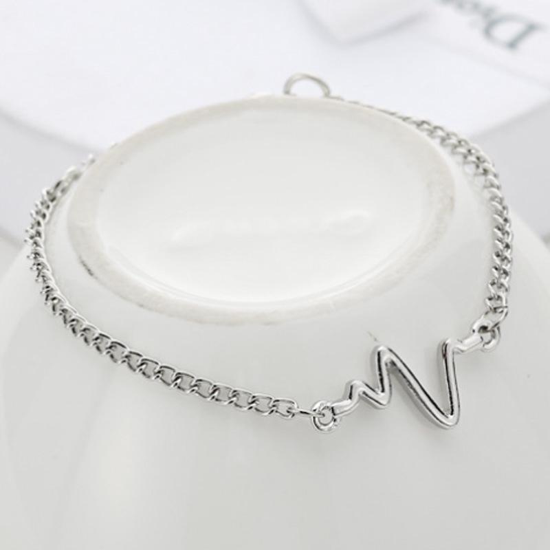 Customizable Electrocardiogram Lightning Heartbeat Bracelet for Couples