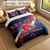 Bedding Set 1 Duvet Cover 2 Pillowcases Boston Red Sox Print Soft Bed Linen Bedroom Decor