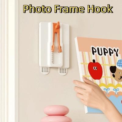 3 Pieces Plastic Photo Frame Hook No Drilling Seamless Oil Painting Frame Hook Removable Strong Adhesive Picture Frame Hanger