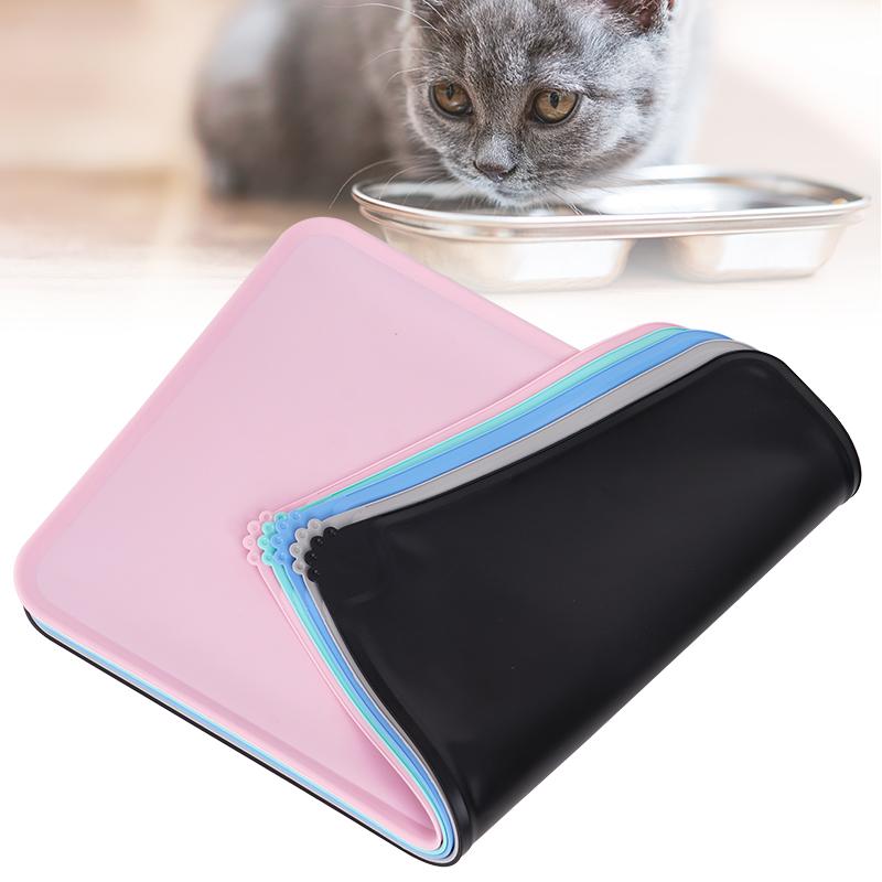 Waterproof Pet Food Pad Pet Mat Dog Cat Solid Color Silicone Non-Stick Pet Bowl Drinking Mat Dog Feeding Placemat Easy Washing