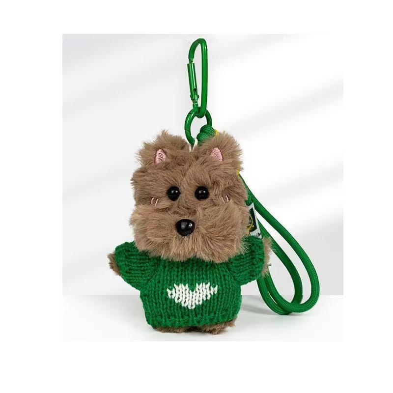Car Rearview Mirror Pendant Dog Pendant Backpack Accessory Fur Decoration Cute Black Green School Bag Decoration