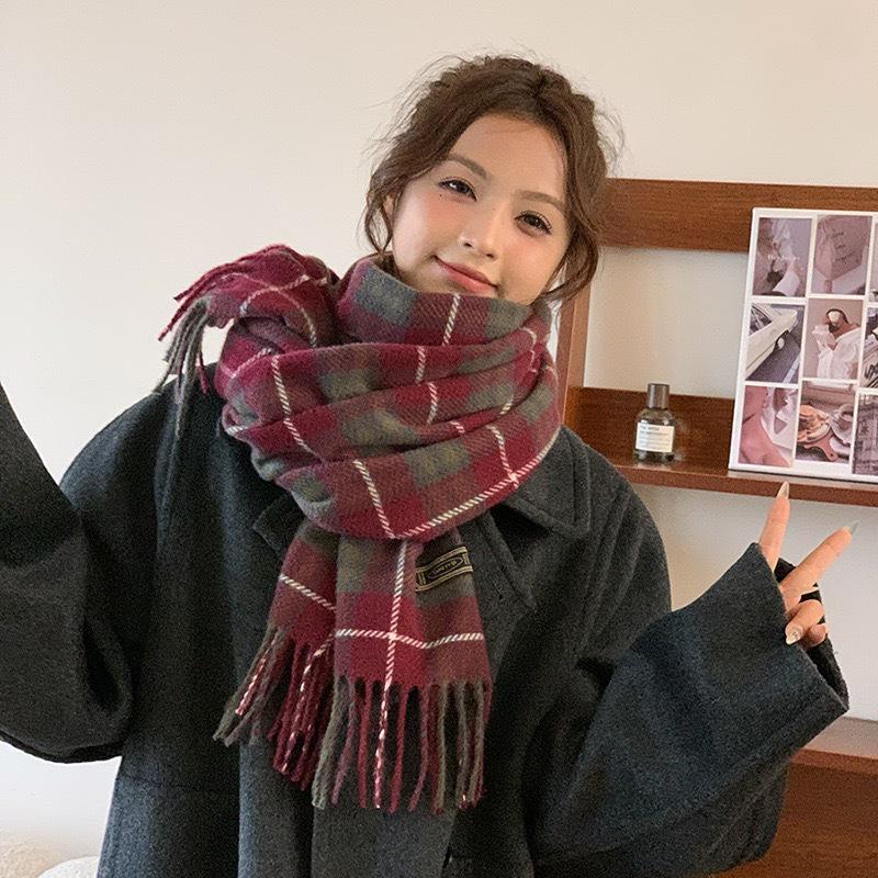 Women s Red Knitted Scarf - New Year & Christmas Winter Shawl 200cm