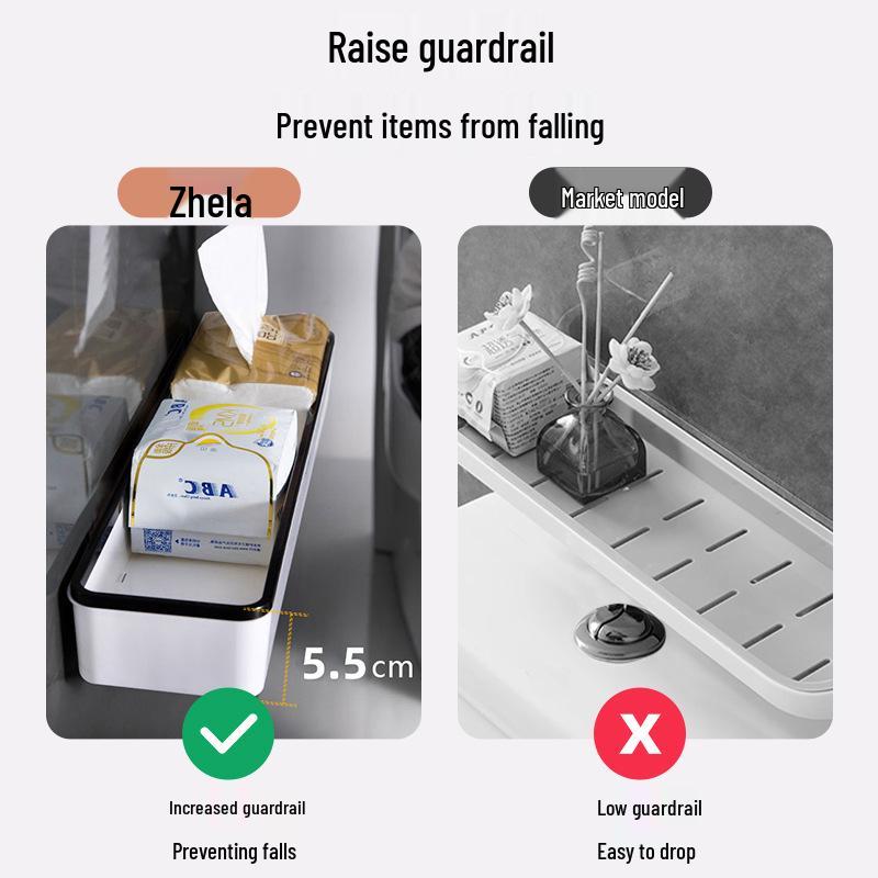 Wall-Mounted Bathroom & Kitchen Storage Rack, No-Drill