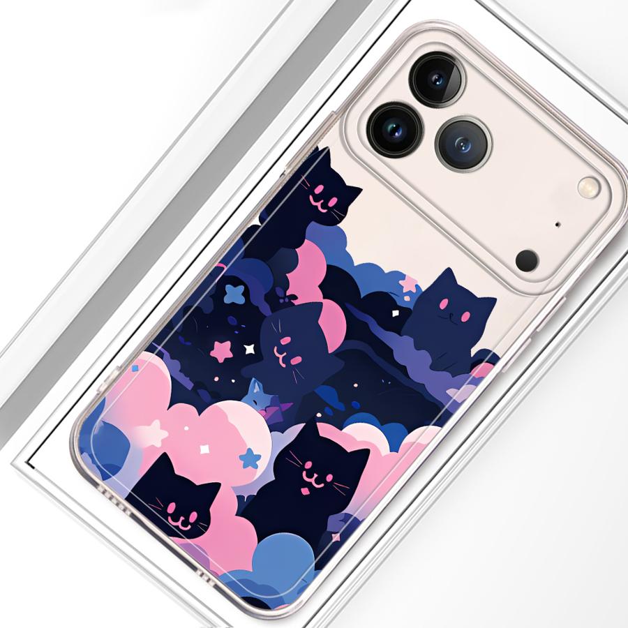 Cartoon Cat Soft Phone Cover Case for iPhone 17 Pro Max XS Max XR 14 Plus 11 16 15 Air 12 Mini 7 8 13 Pro