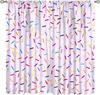 Coffee Cake Fruit Dessert Curtain, Coffee Shop Bakery Inspired Tasty Cupcake Pattern Rod Pocket Window Treatments for Bedroom