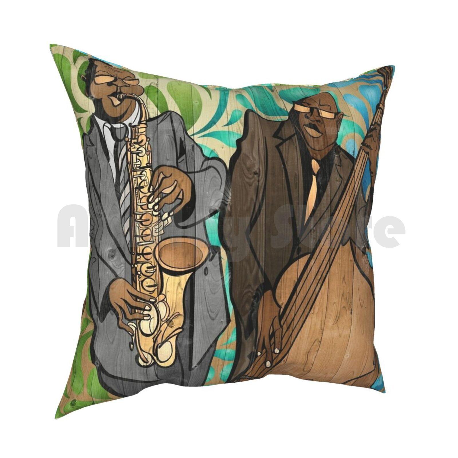 Jazz Band Pillow Case Printed Home Soft DIY Pillow Cover African American African American Black Man Black Mens Jazz Band 30x30cm 12x12in
