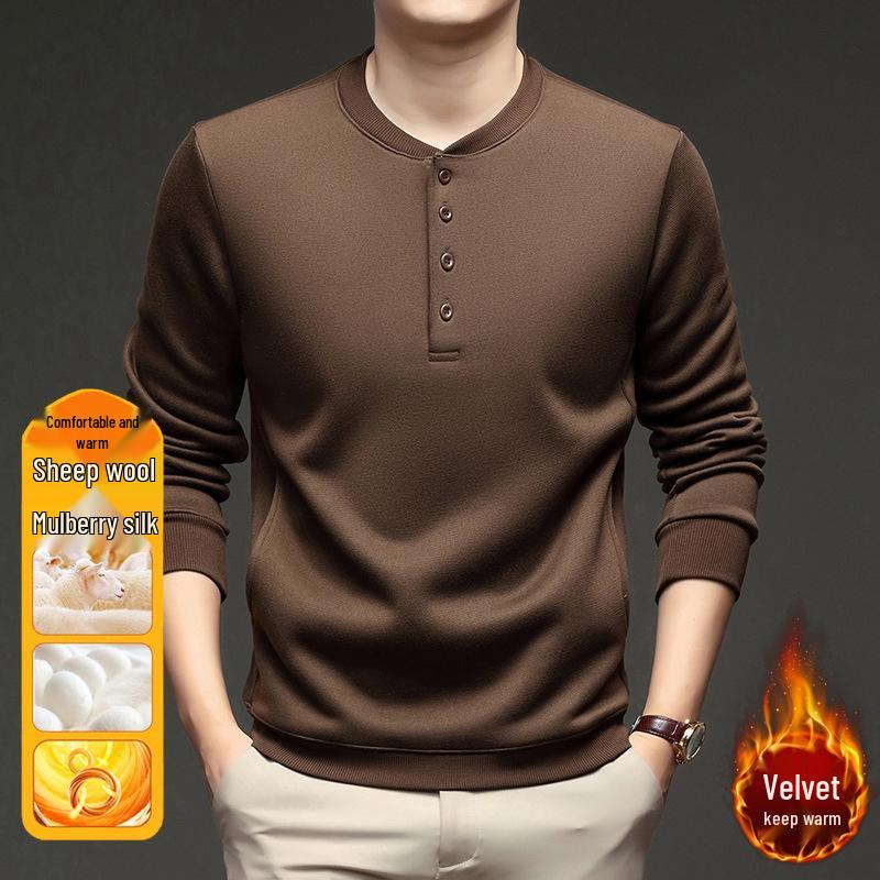 Men's Winter Fleece-Lined Long-Sleeve Casual Sweatshirt