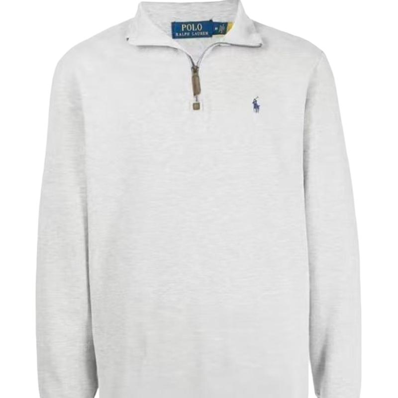 Polo Ralph Lauren Embroidered Logo Solid Color Half-Zip Pullover Sweatshirt Men sweatshirt Light-Gray 710635035-044