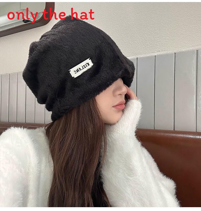 

Plush Pile Hat For Women With English Letter Embroidery Winter Warm Windproof Stylish