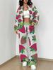 Grid New Autumn And Winter New European And American Women'S Clothing Striped Printing Suit Women