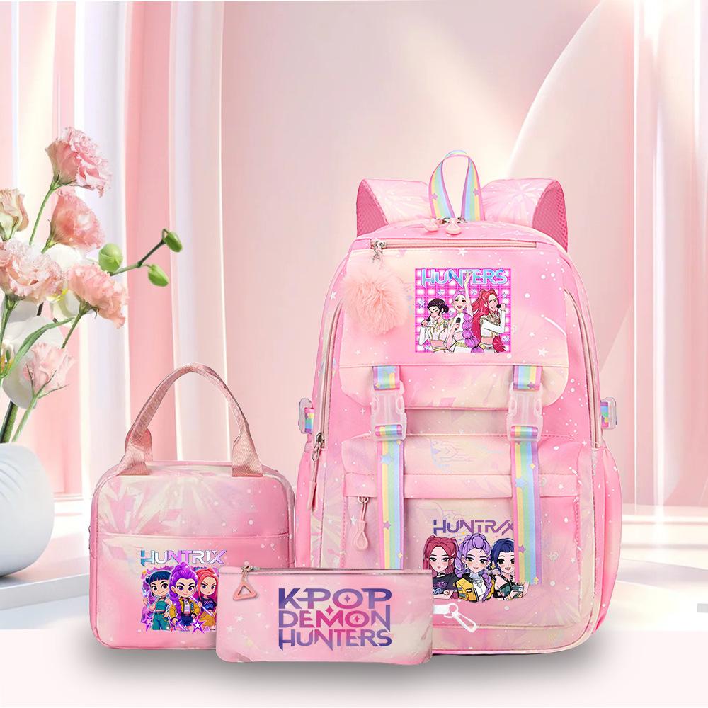 K-Pop Witch Hunters Cartoon Printed Student Pencil Bag Lunch Bag Three-Piece Backpack