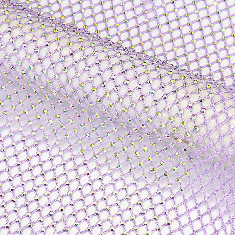 Tessuto a Rete Strass Cristallo Bling Lucido Elastico Scintillante Rete Traforata 1*5M Tessuto Fai da Te Abiti Borsa Creazione Decorazioni per Feste