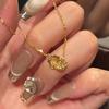 CNC Plated Ice Necklace for Women Double Ring Pendant Super Sparkling Light Luxury Collarbone Chain