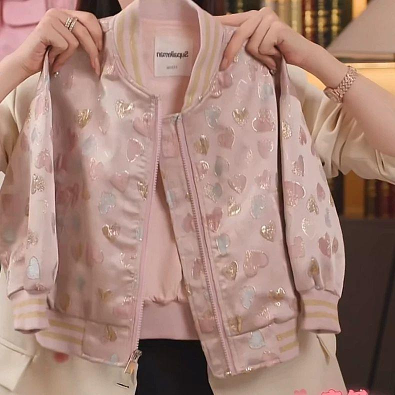 Girls' Spring and Autumn Chinese Style Embroidered Baseball Jacket Windbreaker for Big Kids, Lightweight Vintage Outerwear