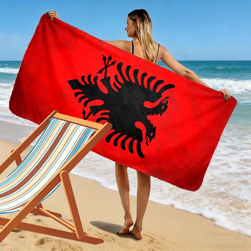 Toalla de Playa Estampada de la República de Albania, Toalla Grande Suave de Secado Rápido para Playa, Camping, Natación