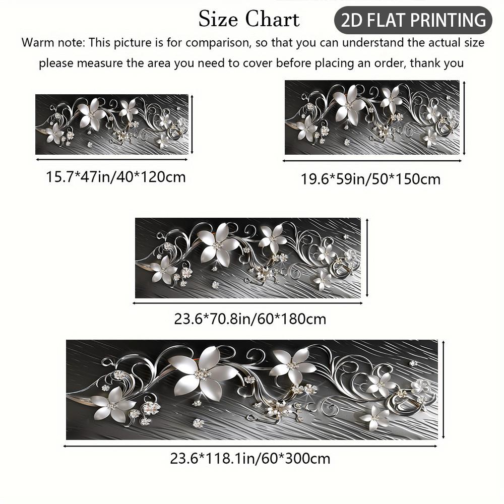 1Pcs Light Luxury Easy Silvery Floral Swirl Non-Slip Washable Area Rug Runner for Entryway, Living Room, Bedroom & Patio
