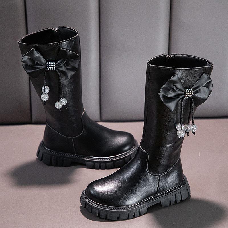 Fashion Foreign Style Girls Boots Long Princess Boots High Boots Autumn and Winter New Girls Soft-soled Leather Boots