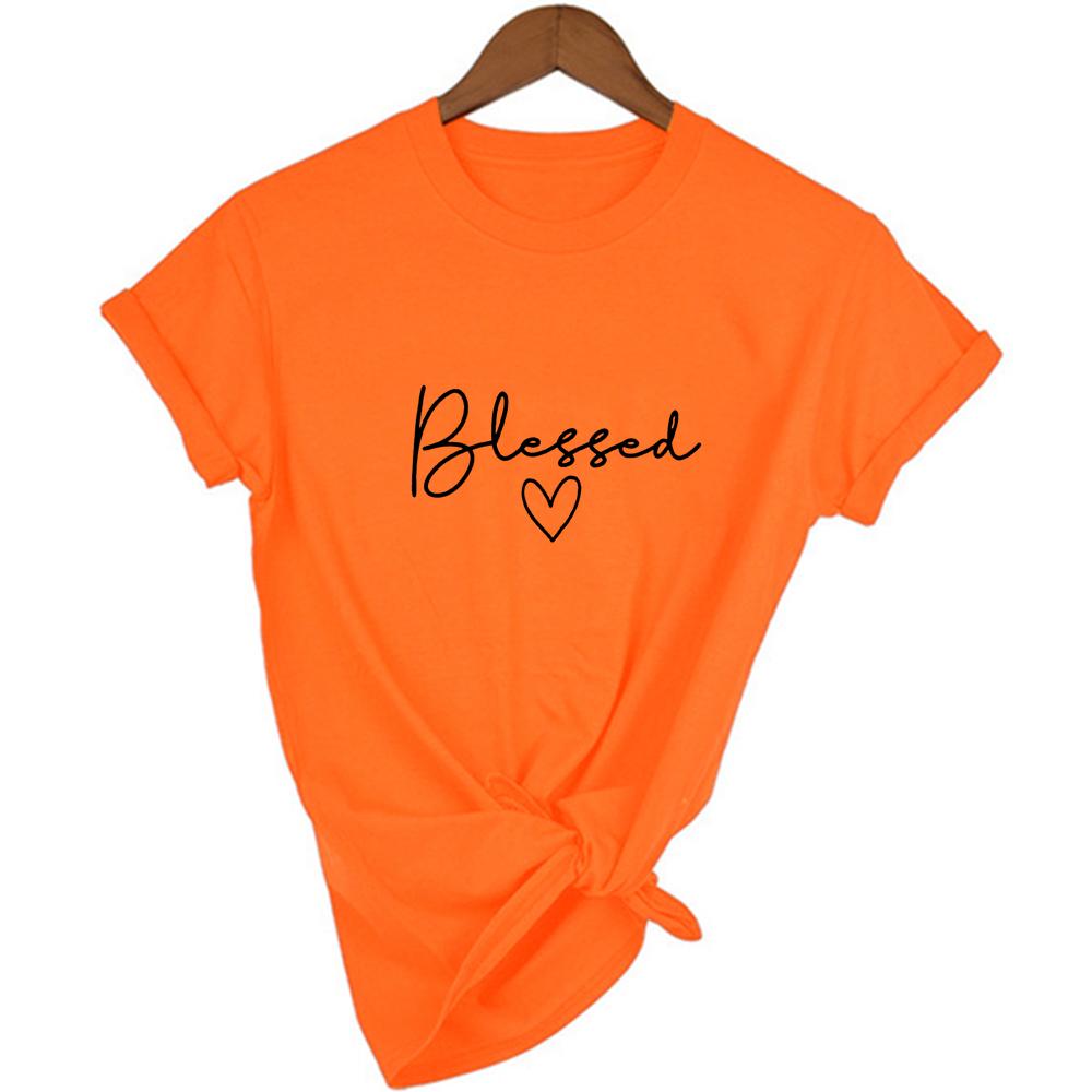 Blessed Letter Printed T Shirt Women Summer Short Sleeve Tshirt 90S Aesthetic Faith Tops Jesus