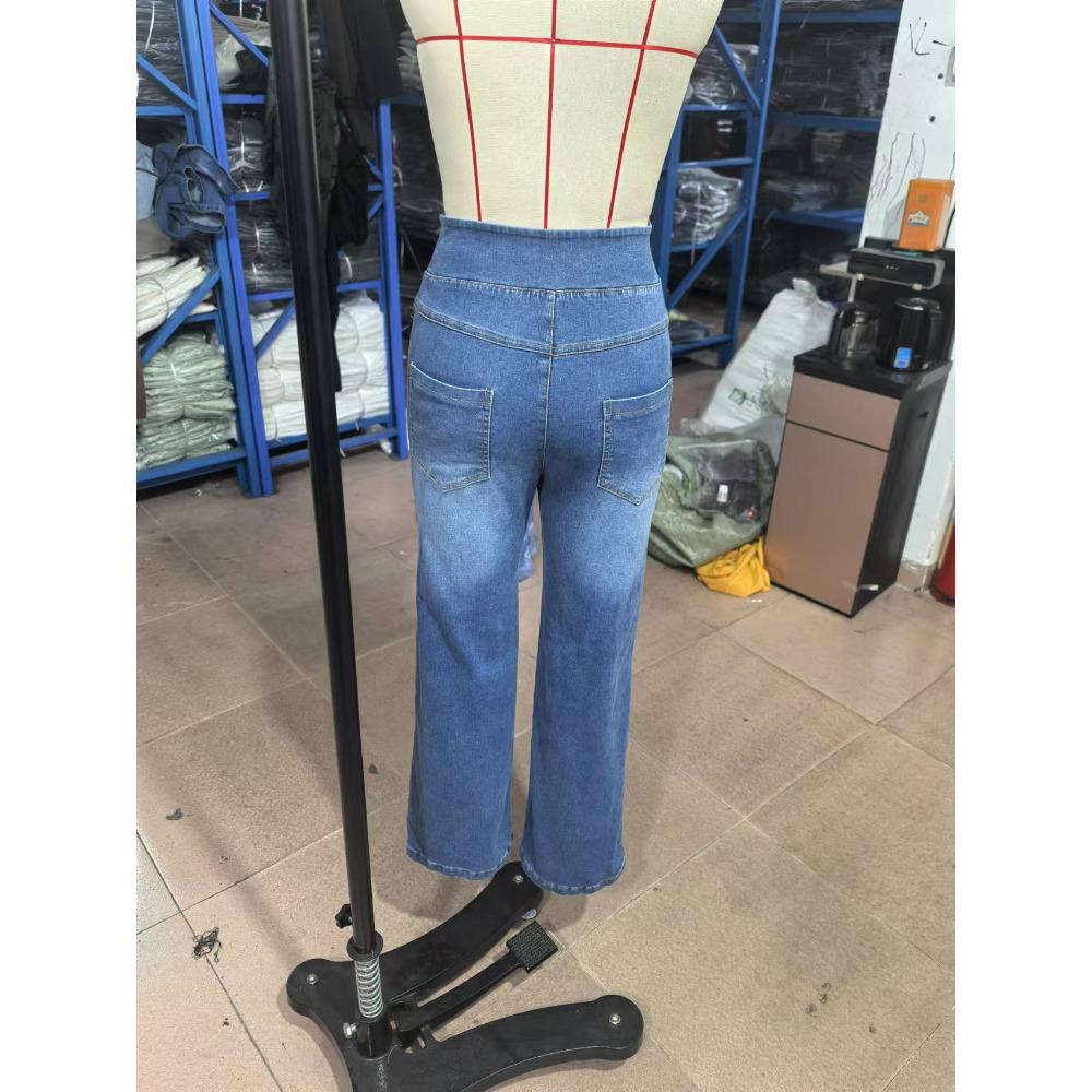 Women Baggy Jeans Streetwear High Waist Wide Leg Denim Pants Retro Elastic Waist Blue Loose Female Trousers