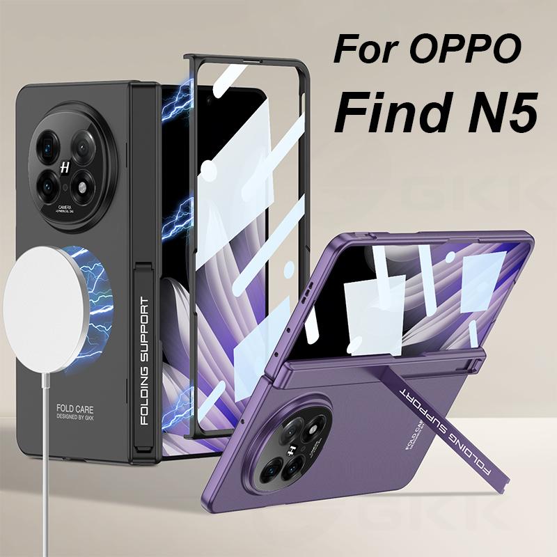 Magnetic Hinge Stand Armor Case For OPPO Find N5 Magnetic Wireless Charge Screen Glass Protective Cover For Oppo Find N5 Case