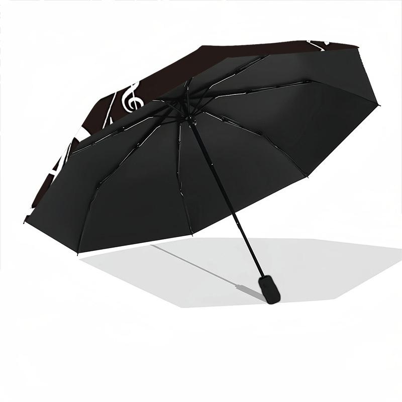 1pc Piano Notes Automatic Folding Umbrella - Compact 8-Rib Design, Durable Plastic & Iron, Lightweight for Outdoor Daily Use087