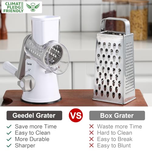 Geedel Vegetable Slicer Set with 3 Interchangeable Blades, Includes Daikon Radish Grater, Cheese Grater, and Carrot Julienne Slicer