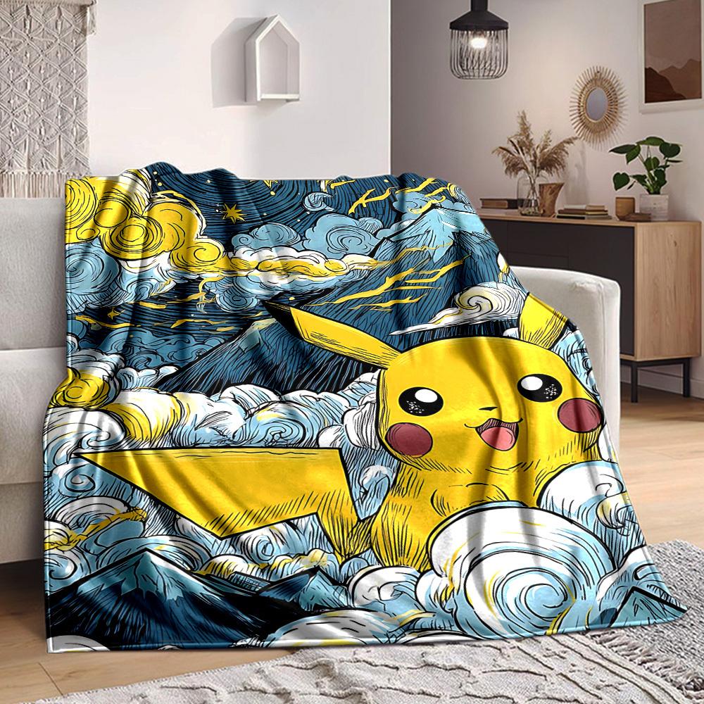 

1PC Pikachu, Pokémon Blanket, Throw For Sofa, Bed, Travel, Camping, Livingroom, 80cm×120cm