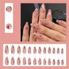 24 Pcs Valentines Day Press On Nail Glossy False Nail Heart Artificial Nail Almond Shape Full Cover Stick on Nail