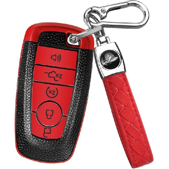 QBUC for Ford Key Fob Cover,Key Cover with Keychain for ford,Key Case Full Protection Key Case Shell Shell for Mustang Raptor Remote car Key Fusion