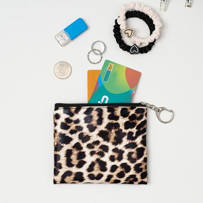 Elegante organizer da viaggio con stampa leopardata Simplicity Borsa per il trucco con cerniera lunga per l'uso quotidiano