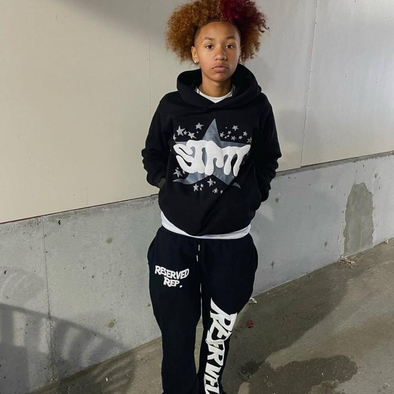 Womens Oversized Hooded Sweatshirt With Puff Letter Print Streetwear Casual Top