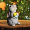 Solar Bunny Cat Statue Garden Decor LED Light Resin Animal Sculpture Figurine Outdoor Decoration for Courtyard