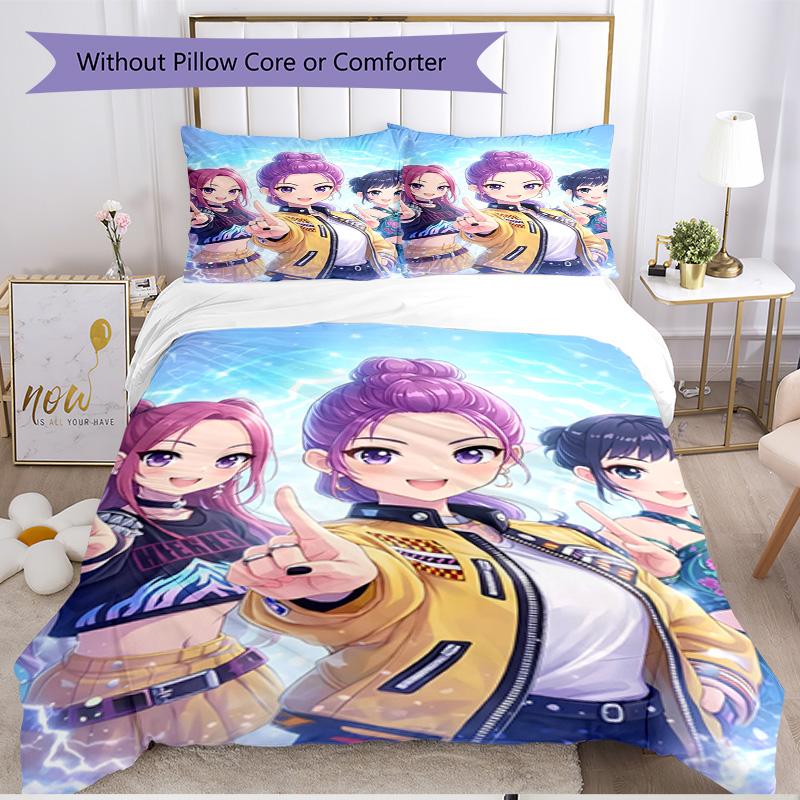 Set copripiumino 3 pezzi (1*Copripiumino + 2*Federe, Senza Nucleo), Set Biancheria da Letto Morbido Stagione Unica con Stampa KPop Demon Hunters, Decorazione Regalo per Camera da Letto