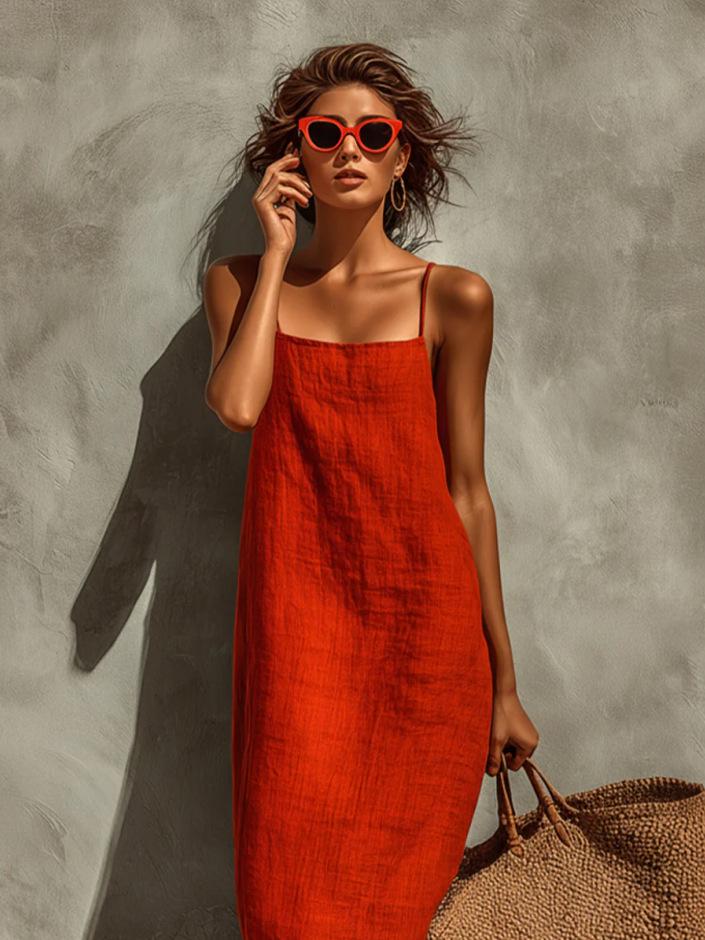 Bohemian Square Neck Adjustable Strap Maxi Dress