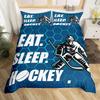 Hockey Duvet Cover Set 2/3pcs Hockey Sports Comforter Cover Polyester Hockey Puck Ball King Queen Size Quilt Cover For Boys