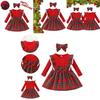 Toddler Xmas Plaid Printed Long Sleeve Christmas Dress
