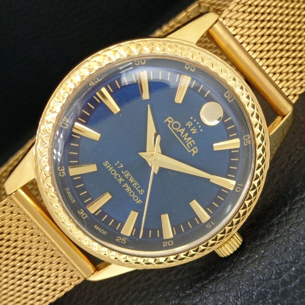 

HAND-WINDING VINTAGE SWISS MENS REFURBISHED BLUE COLOR DIAL WATCH a707340-1