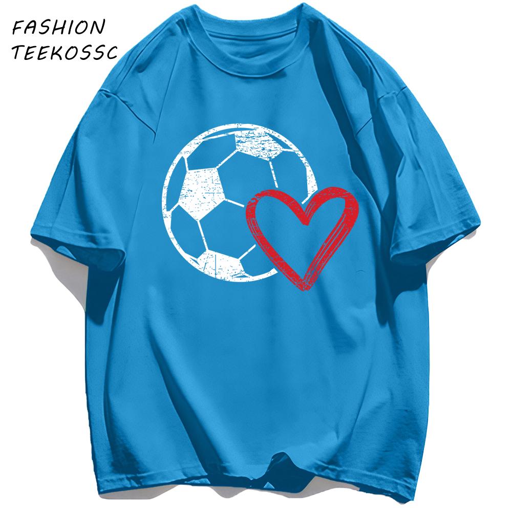 Hollow Out Football Heart Design Print TShirt Men Cotton Crewneck T Shirts Summer Loose Clothes Multicolor Trendy Short Sleeve