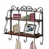 50.8cm Wooden Wrought Iron Cutlery Racks Folding Spice Rack Kitchen Utensils Rack