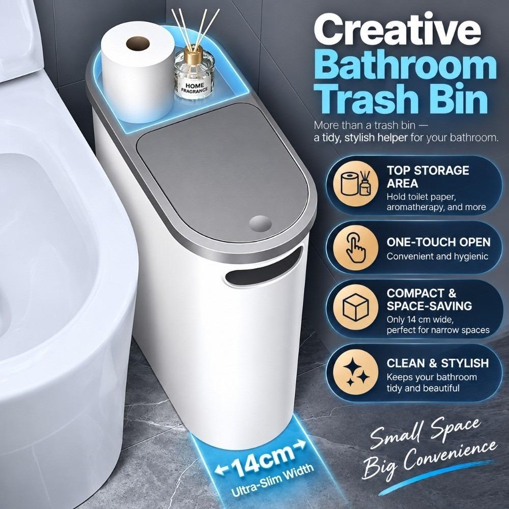 with Lid Bathroom Garbage Bin Slim Narrow Gap Living Room Dustbin 10L Home Trash Can Space Saving
