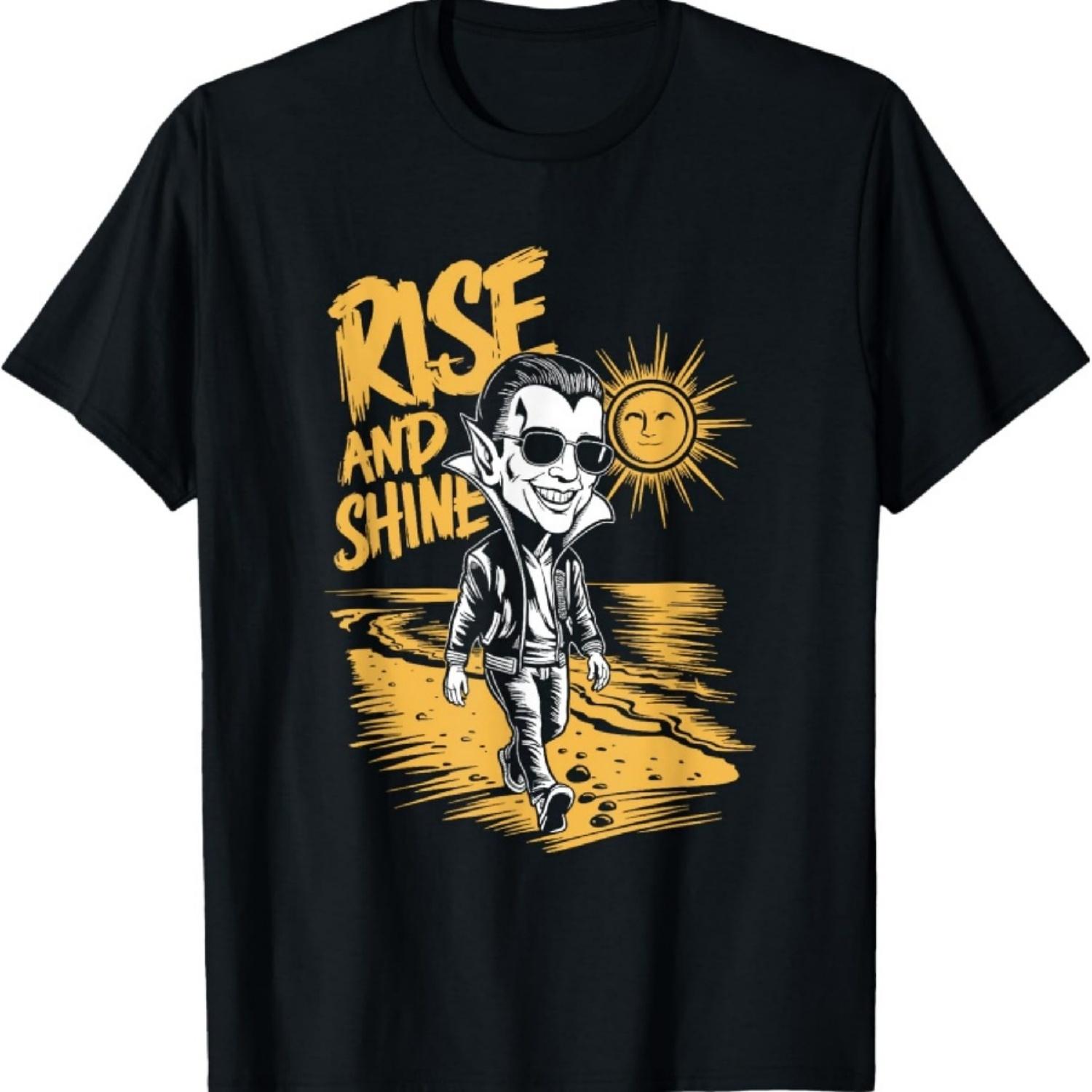 

Rise And Shine Vampire - Vintage Dracula Beach Halloween T-Shirt XXXXXL чорний